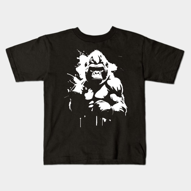 gorilla boxing Kids T-Shirt by lkn